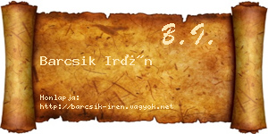 Barcsik Irén névjegykártya